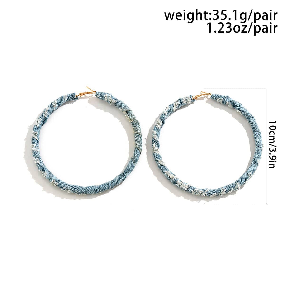 Geometric Denim Fabric Chunky Hoop Earrings