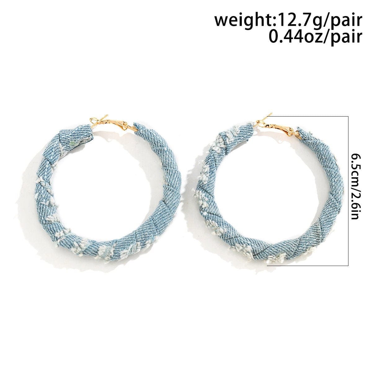 Geometric Denim Fabric Chunky Hoop Earrings