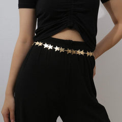 Geometric Gold Silver Tone Celestial Star Waist Chain