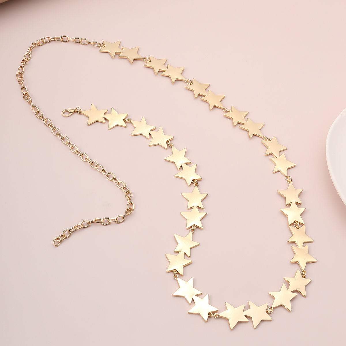 Geometric Gold Silver Tone Celestial Star Waist Chain