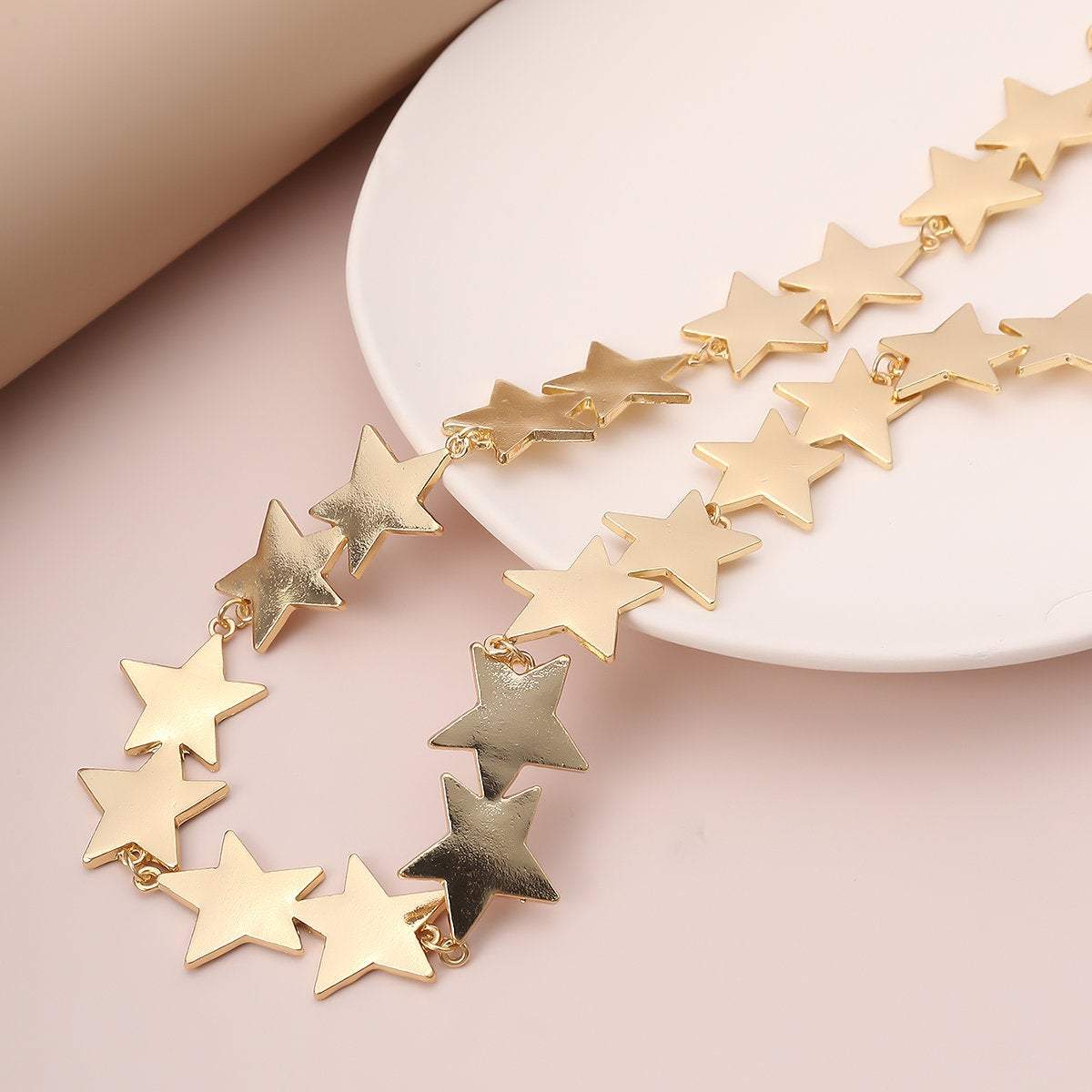 Geometric Gold Silver Tone Celestial Star Waist Chain