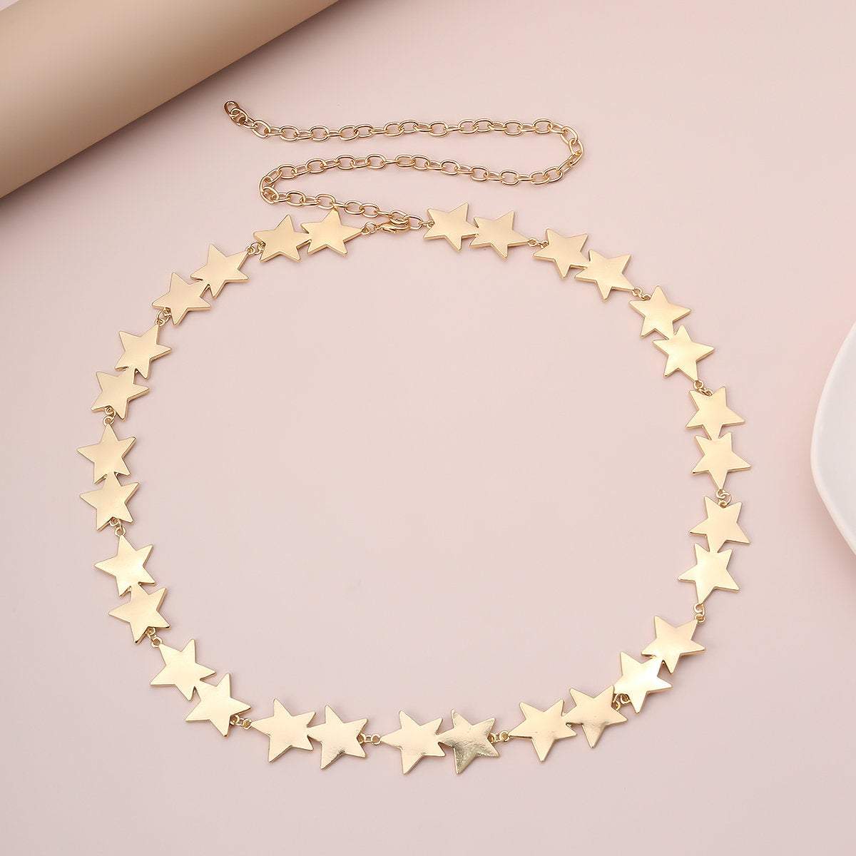 Geometric Gold Silver Tone Celestial Star Waist Chain