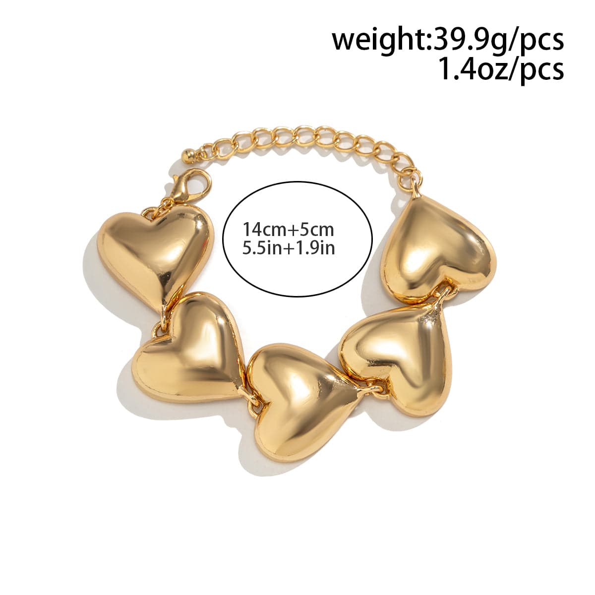 Geometric Gold Silver Tone Heart Bracelet