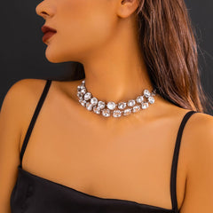 Geometric Layering Chunky Crystal Collar Choker