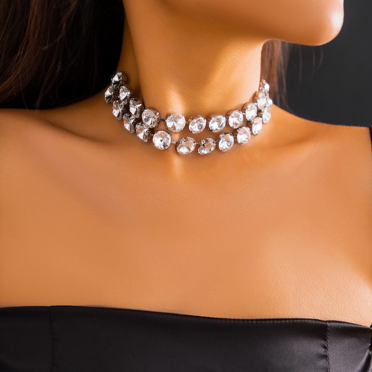 Geometric Layering Chunky Crystal Collar Choker