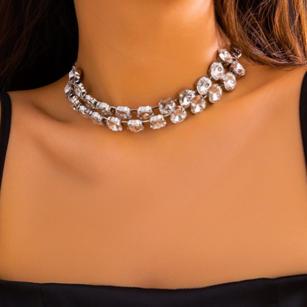 Geometric Layering Chunky Crystal Collar Choker