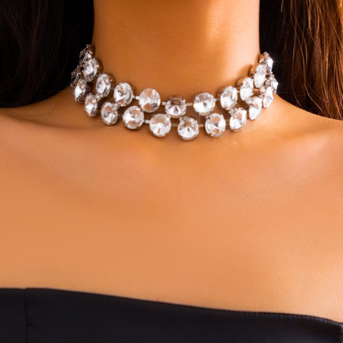 Geometric Layering Chunky Crystal Collar Choker