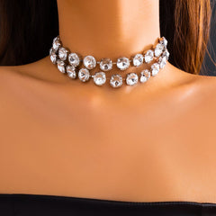 Geometric Layering Chunky Crystal Collar Choker