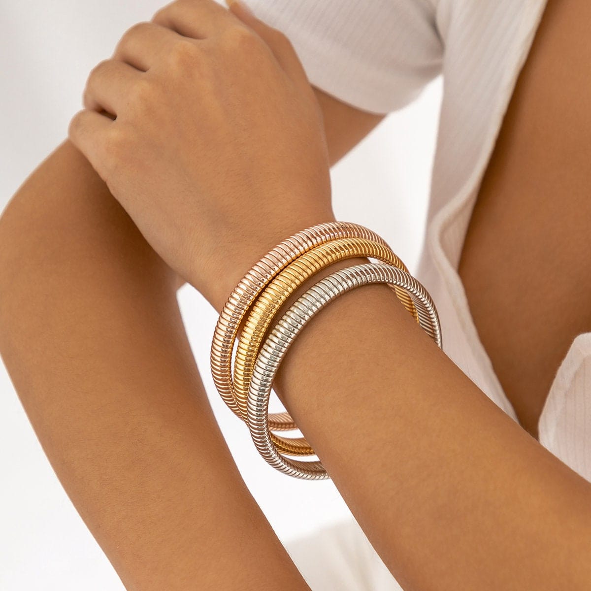 Geometric Metallic Bangle Bracelet