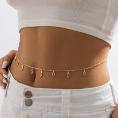 Geometric Rhinestone Tassel Belly Chain