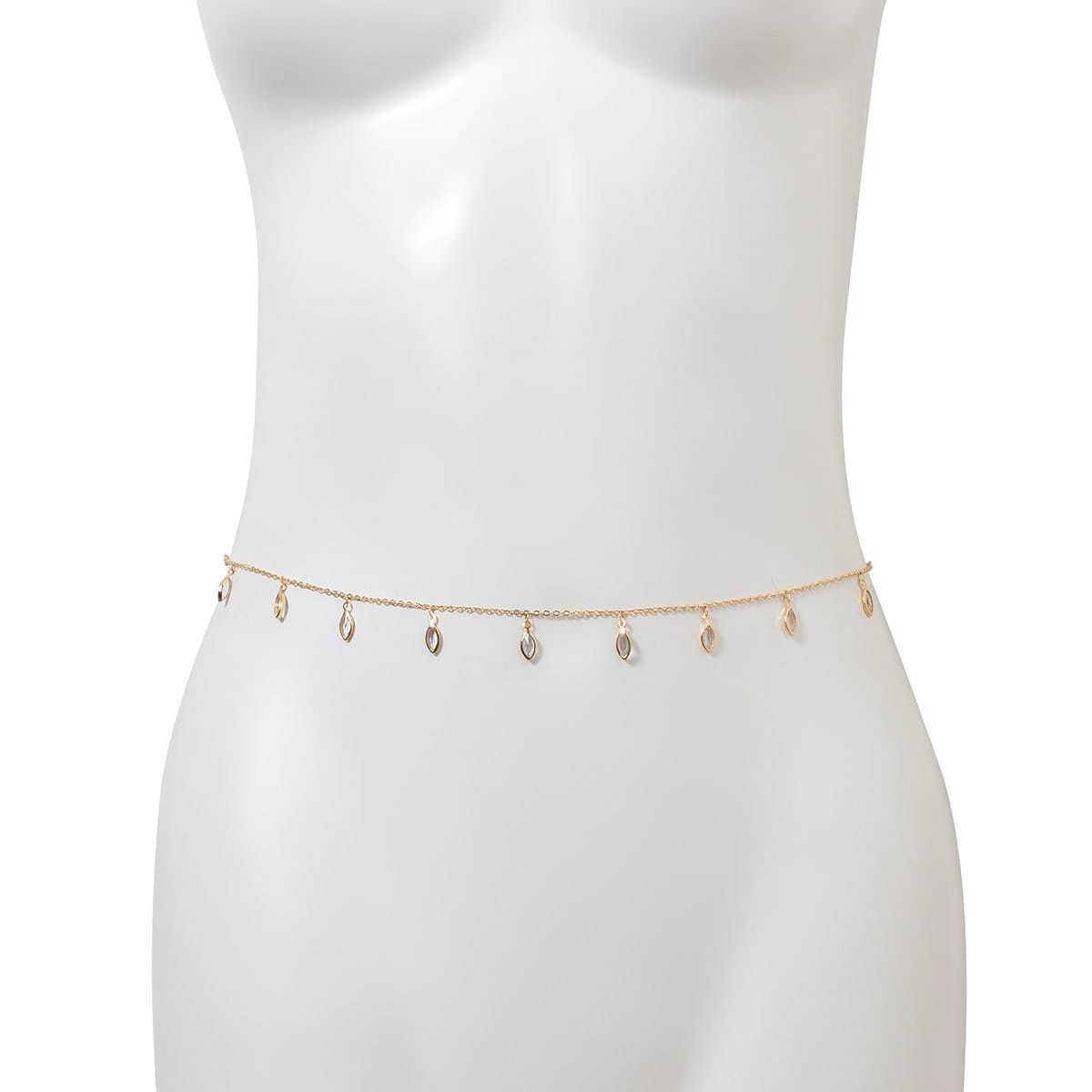 Geometric Rhinestone Tassel Belly Chain