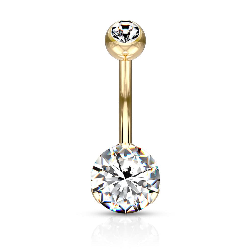 Bauchnabelpiercing aus Chirurgenstahl mit PVD-Beschichtung, klassisch, weiß, 8 mm, Zirkonia