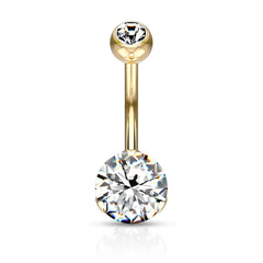 Bauchnabelpiercing aus Chirurgenstahl mit PVD-Beschichtung, klassisch, weiß, 8 mm, Zirkonia