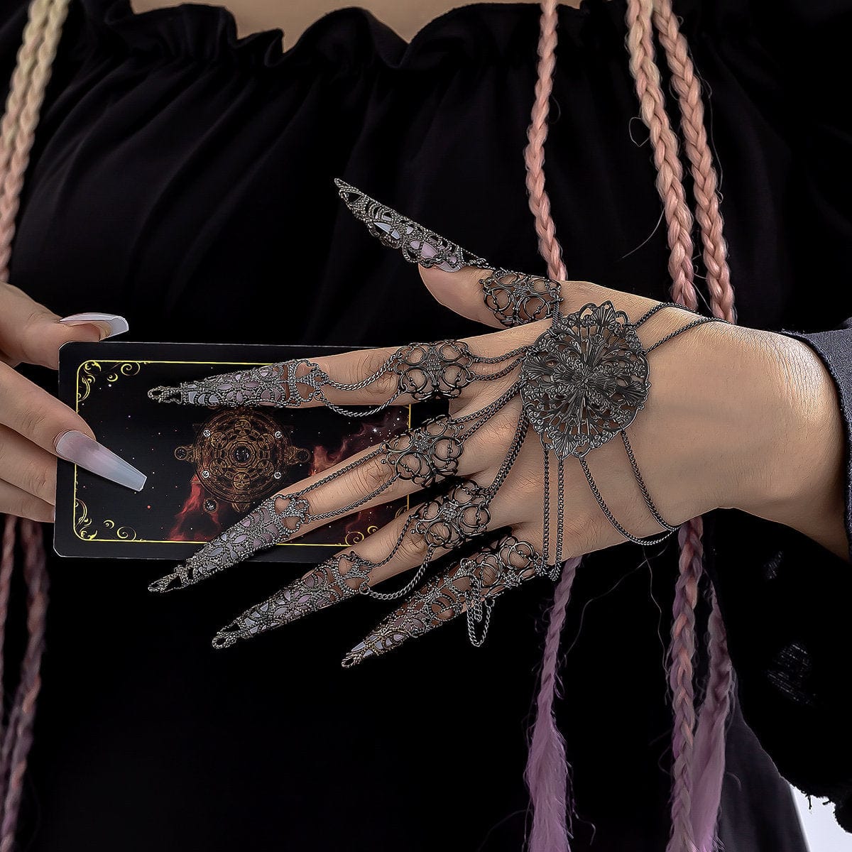 Gothic Dark Nail Fingers Hand Armor Nails Claws Bracelet