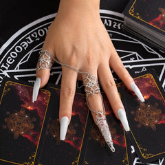 Gothic Dark Nail Fingers Hand Armor Nails Claws Finger Chain Rings