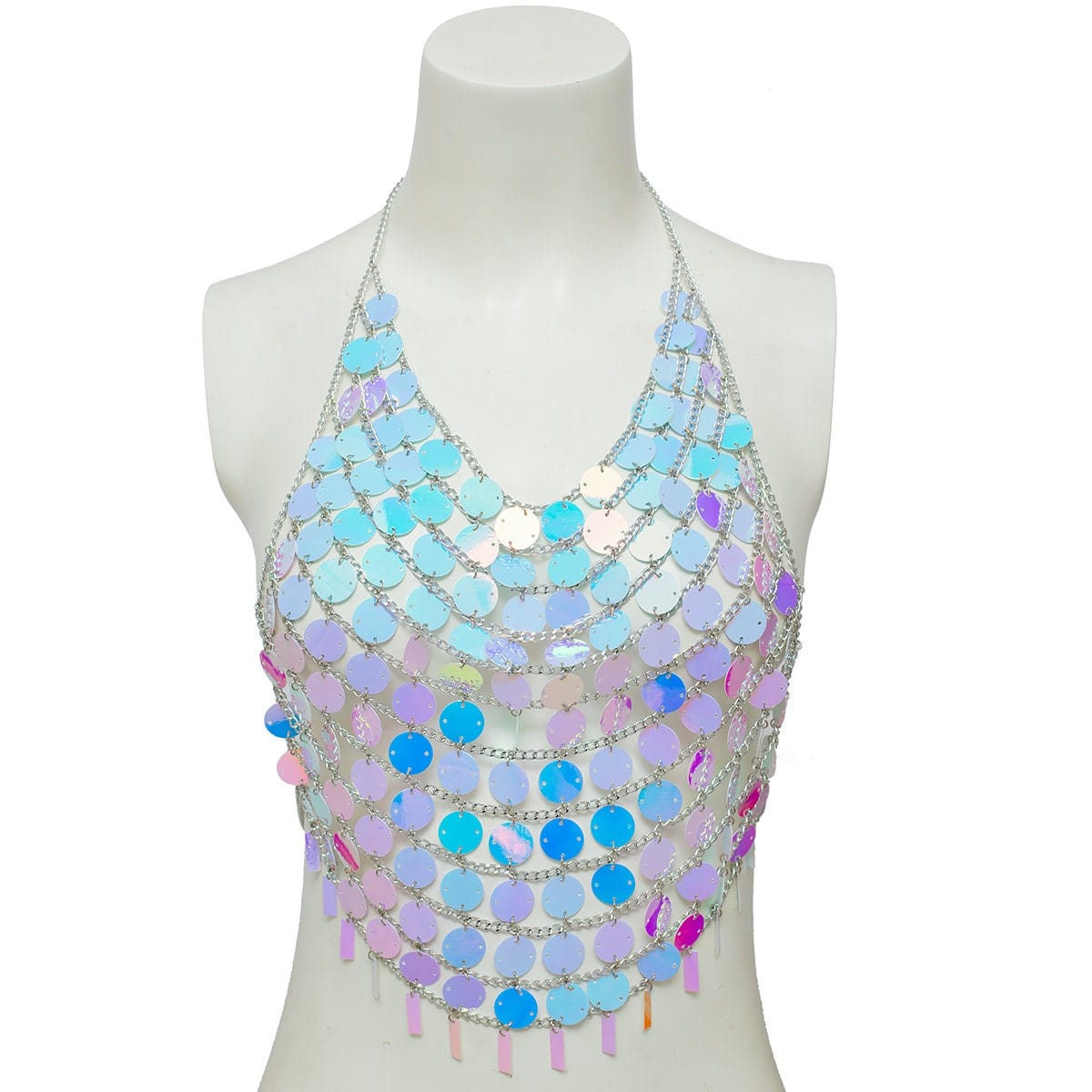 Handmade Backless Colorful Sequins Body Chain Bra