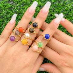 Handmade Colorful Chalcedony Stone Ring