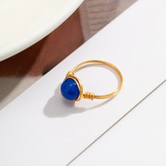 Handmade Colorful Chalcedony Stone Ring