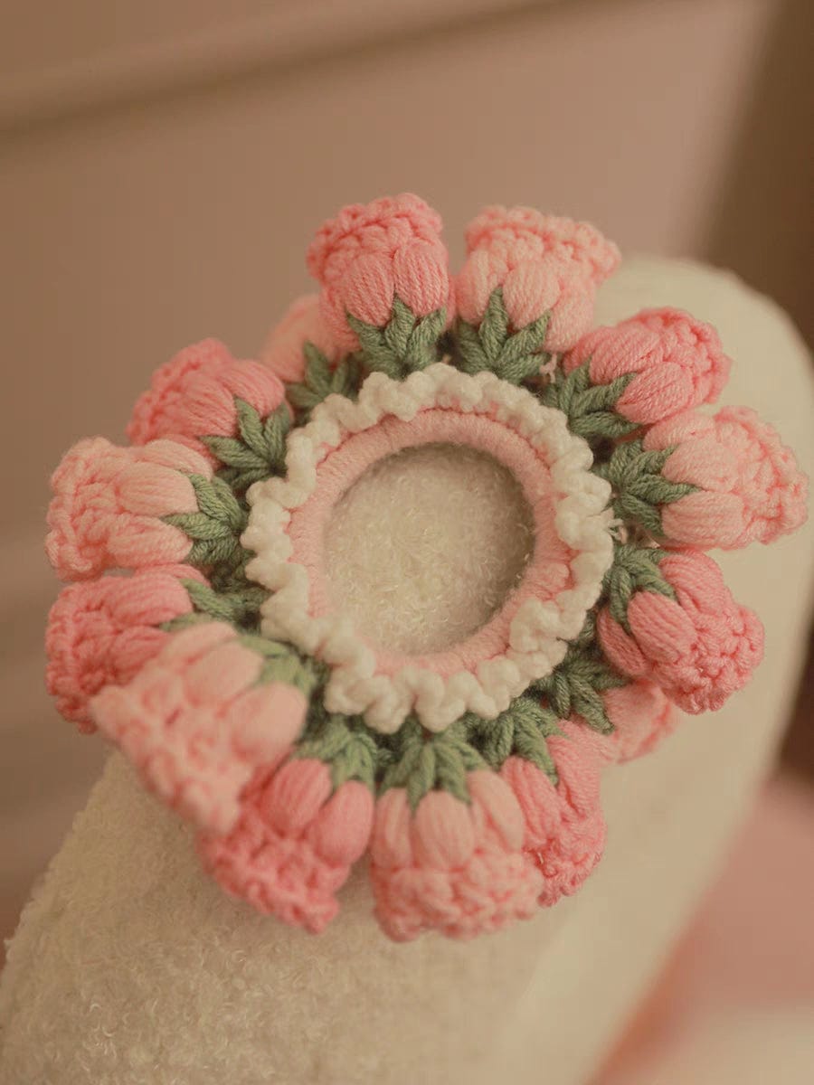 Handmade Crochet Lily Of The Valley Chignon Hair Band