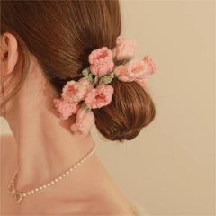 Handmade Crochet Lily Of The Valley Chignon Hair Band