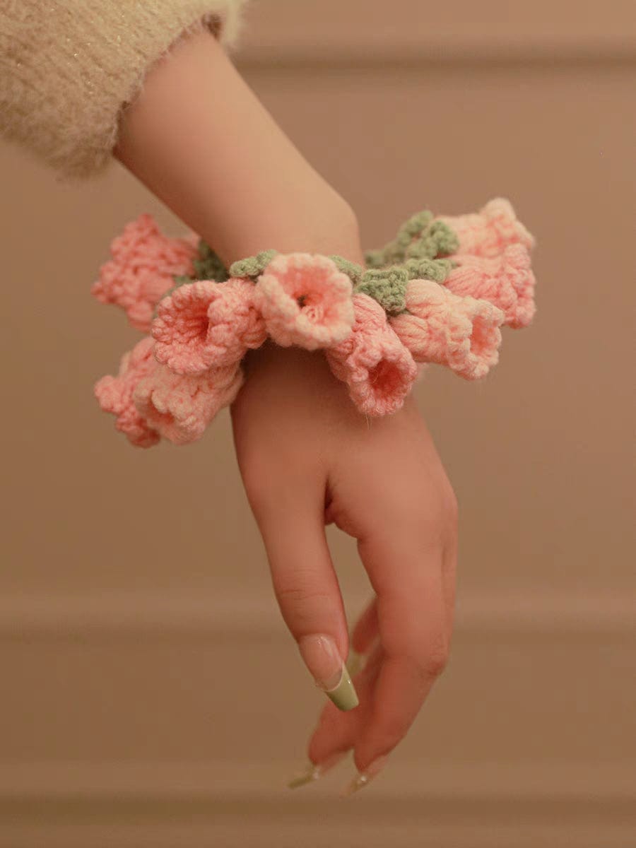 Handmade Crochet Lily Of The Valley Chignon Hair Band