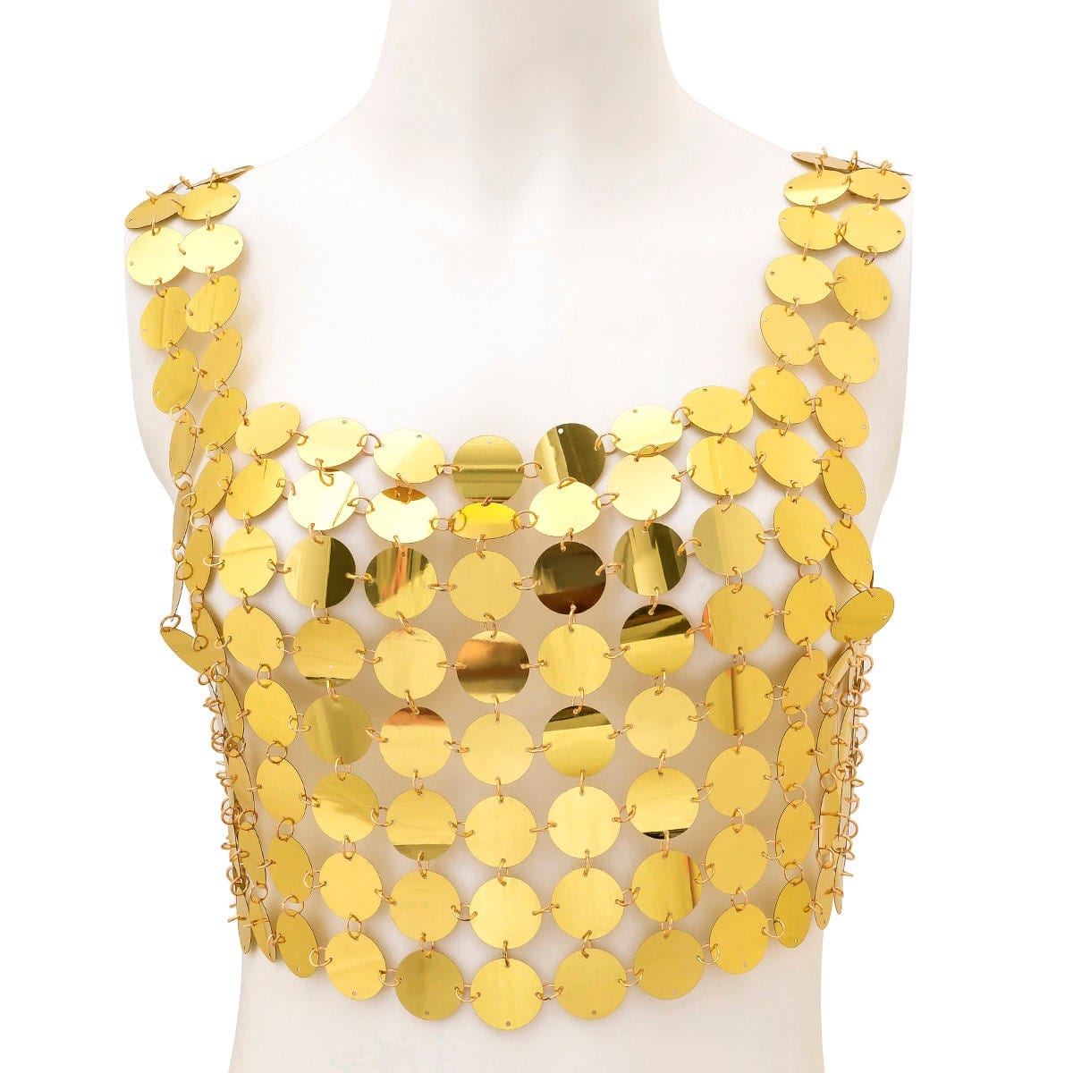 Handmade Gold Silver Tone Glitter Sequins Party Tank Top