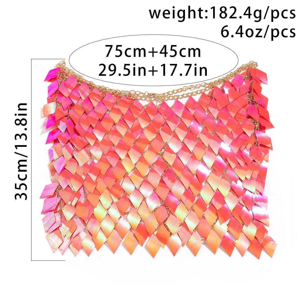 Handmade Orange Rhombic Sequins Patchwork Strappy Nightclub Party Skirt