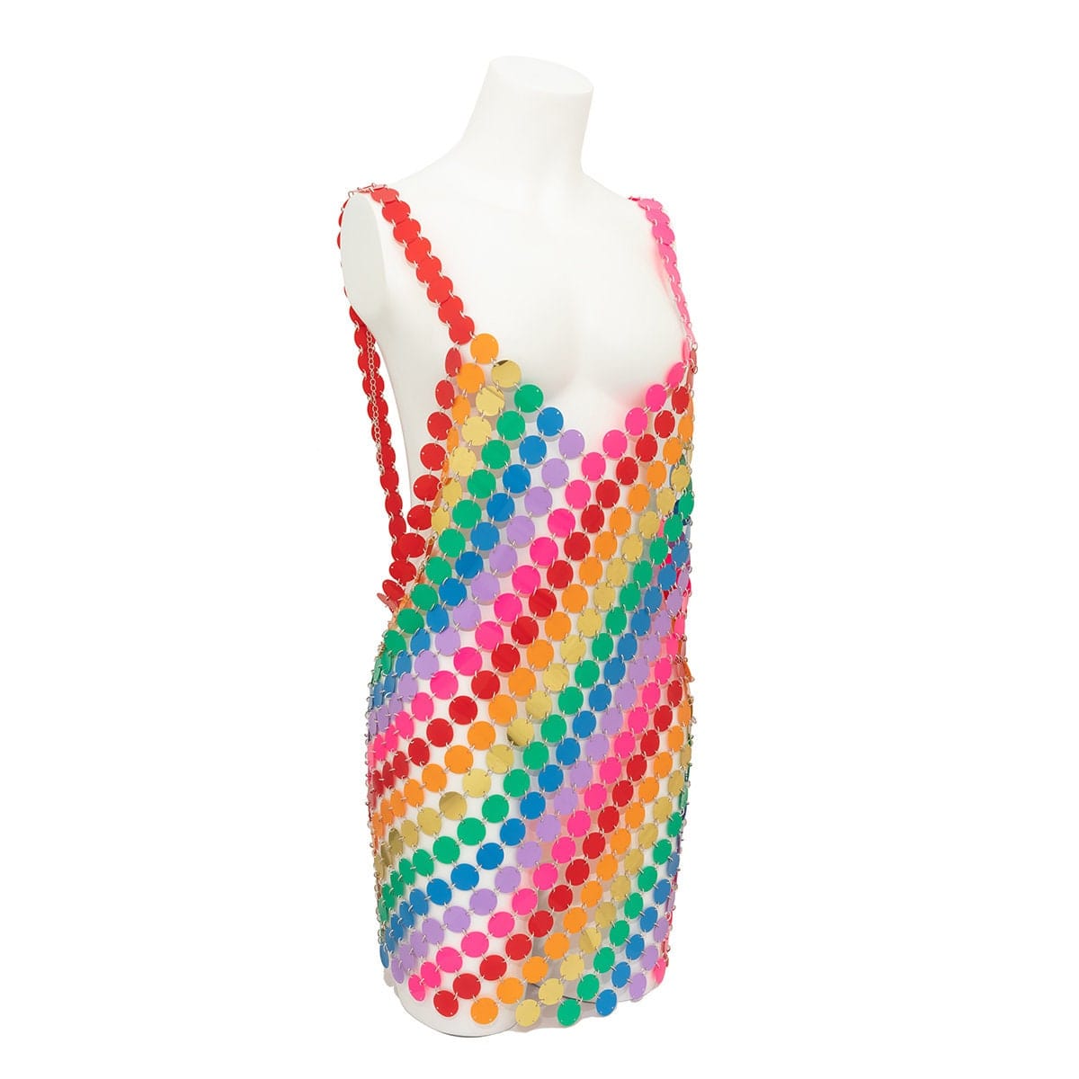 Handmade Rainbow Squamous Sequins Patchwork Nightclub Party Mini Dress