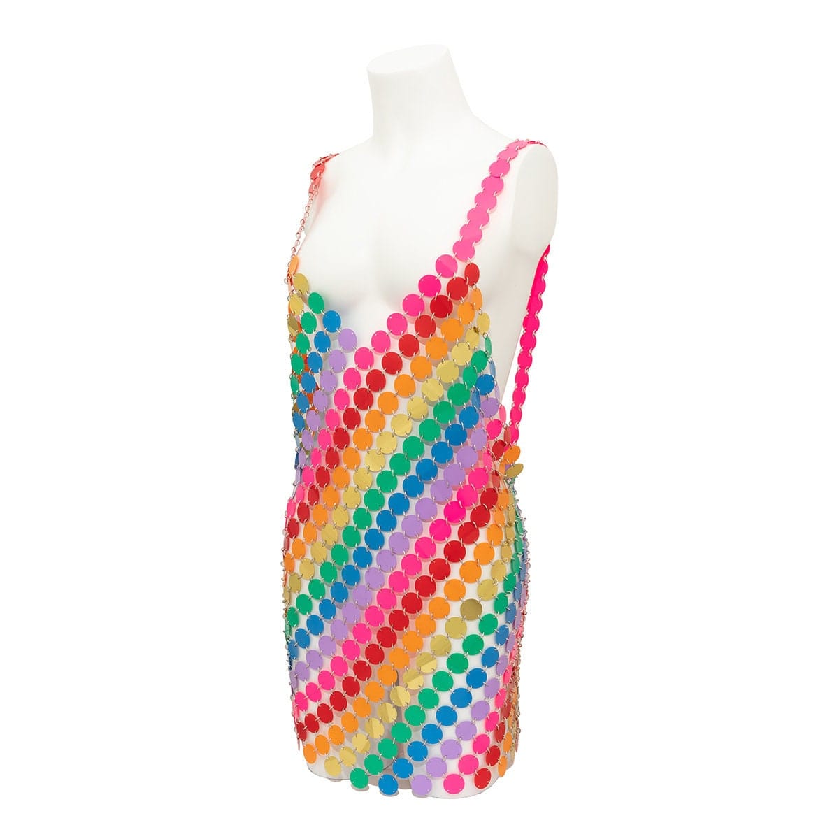 Handmade Rainbow Squamous Sequins Patchwork Nightclub Party Mini Dress