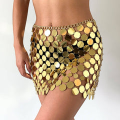 Handmade Glitter Sequins Patchwork Nightclub Party Skirt