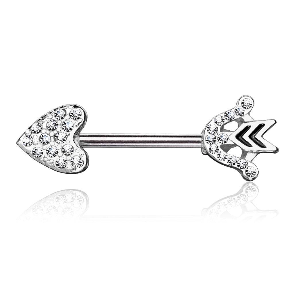 Heart & Arrow CZ Nipple Ring Barbell