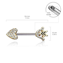 Heart & Arrow CZ Nipple Ring Barbell