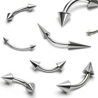 Gebogener Barbell-Ring aus hochglanzpoliertem chirurgischem Stahl 316L mit spitzen Enden