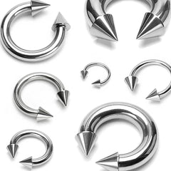 High Polished 316L Surgical Steel Multi Use Horseshoe Ring with Spike Ends