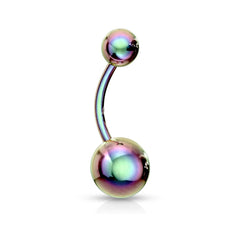 High Polished 316L Surgical Steel Rainbow PVD Belly Button Navel Ring