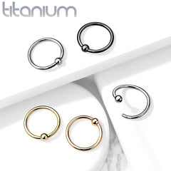 High Polished Implant Grade Titanium Easy Bend Nose, Cartilage Hoop Ring with Fixed Ball