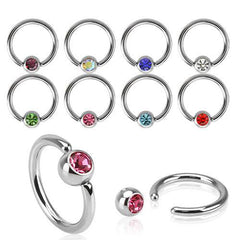 Mehrzweck-Captive-Bead-Ring aus hochglanzpoliertem Chirurgenstahl mit Edelsteinkugel