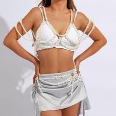 Hollow Chunky Pearl Body Chain Bra