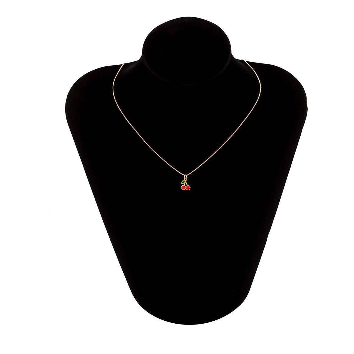 Dainty Enamel Cherry Pendant Box Chain Choker Necklace