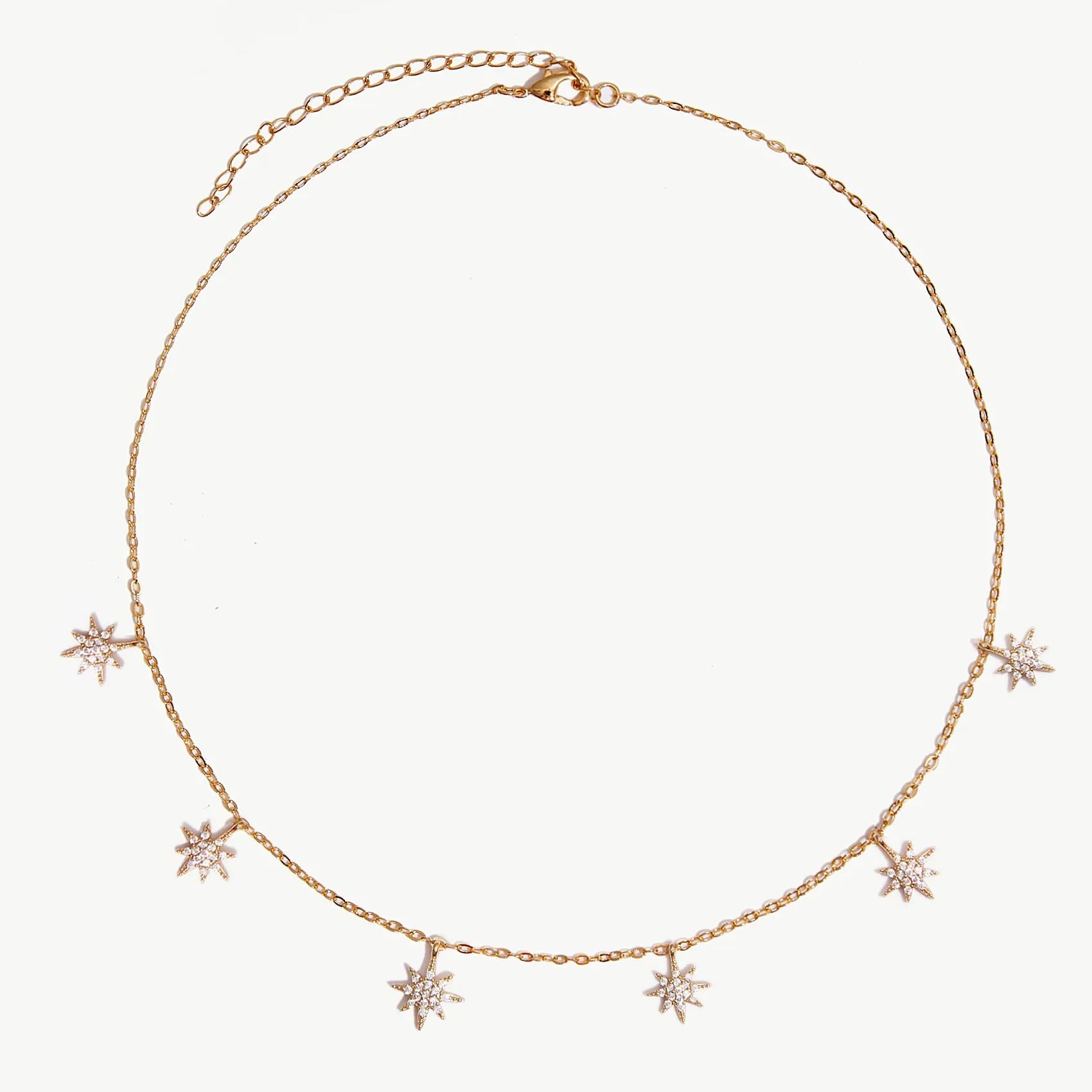 Pave Star Stations Necklace