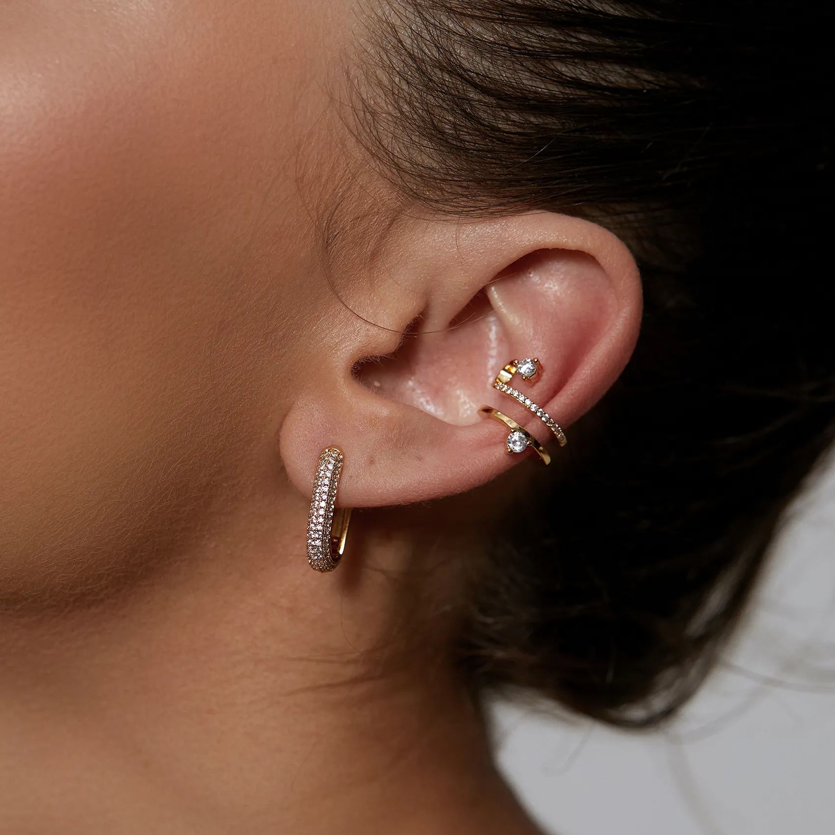 Pave Huggie Hoop Earrings