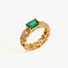 Gemstone Curb Link Ring