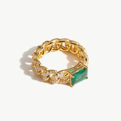 Gemstone Curb Link Ring