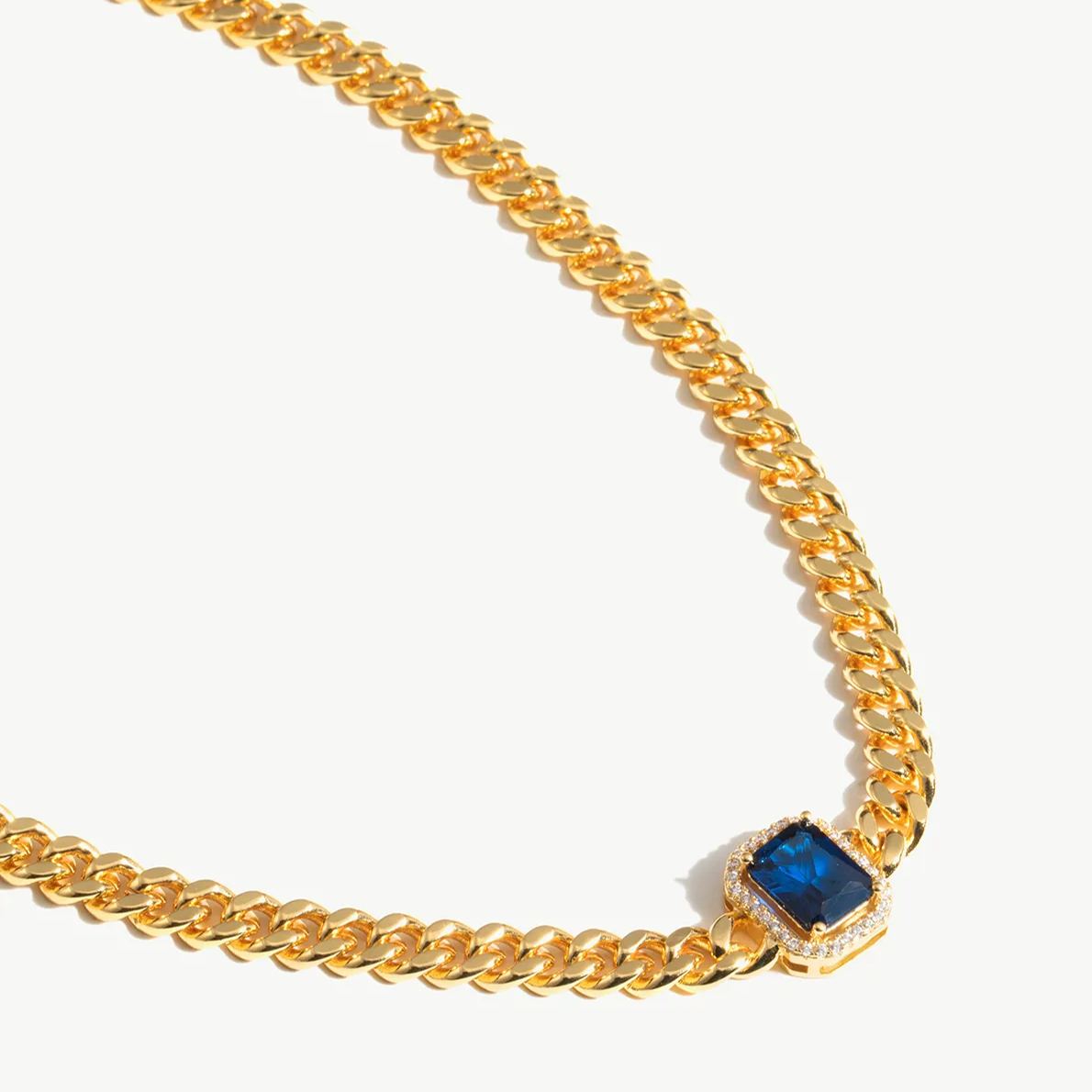 Gemstone Curb Chain Necklace