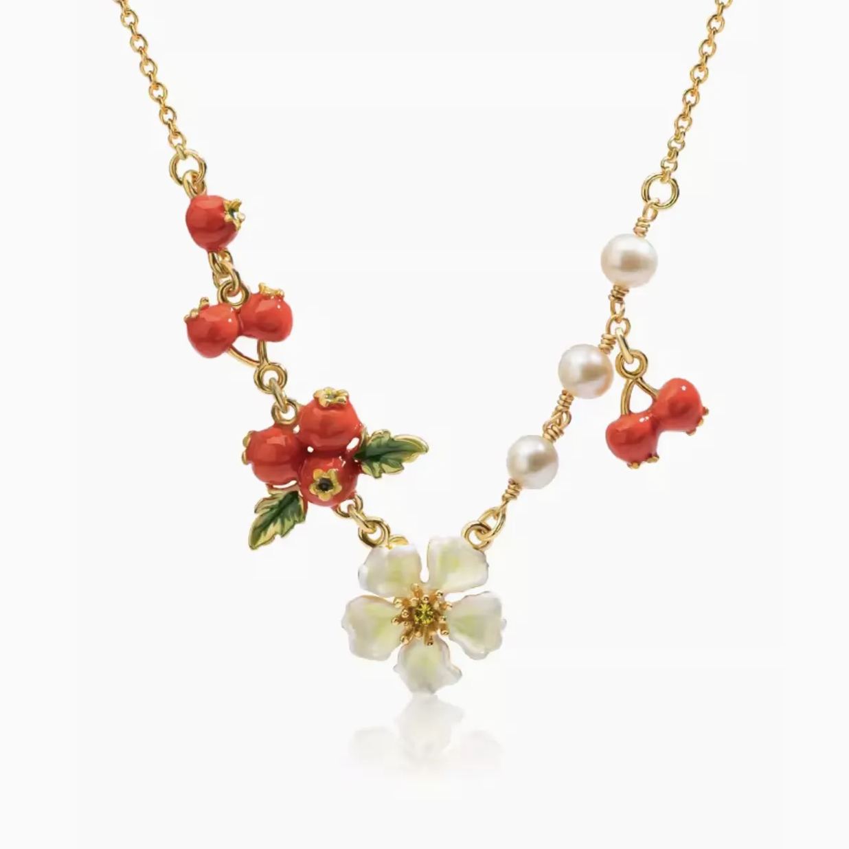 18K Camellia Flower Enamel Light Luxury Necklace