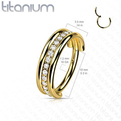 Implant Grade Titan Schwarz PVD Weiß CZ Pave Center Klapp Clicker Hoop