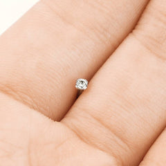 Implant Grade Titanium Corkscrew Nose Ring Stud Aurora Borealis CZ With Prong