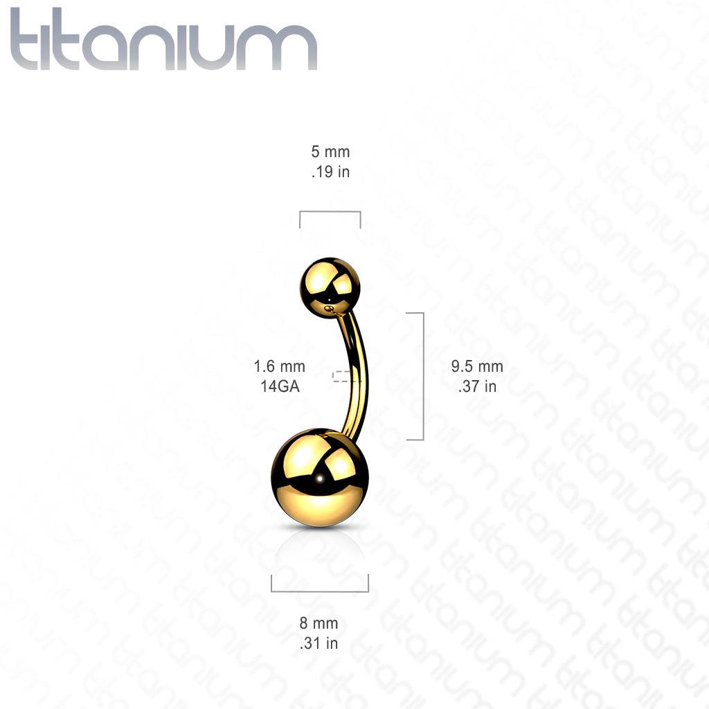 Implant Grade Titanium Gold PVD Ball Stud Belly Ring