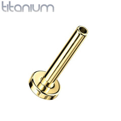 Implant Grade Titanium Gold PVD Threadless Push In Flat Back White Prong CZ Nose Ring Stud