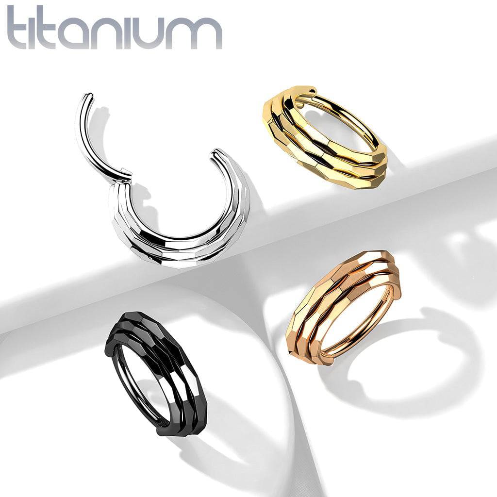 Implant Grade Titanium Gold PVD Triple Layer Hinged Clicker Hoop